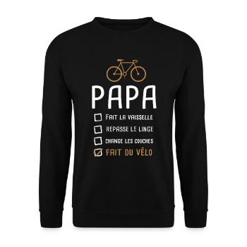 Papa cycliste fête des pères cadeau drôle vélo - Sweat-shirt Unisexe - noir - Devant - Alina (178cm) & Michal (187cm)