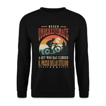 ein Typ, der Il passo dello Stelvio velo bestiegen hat - Unisex Pullover - Schwarz - Vorne - Alina (178cm) & Michal (187cm)