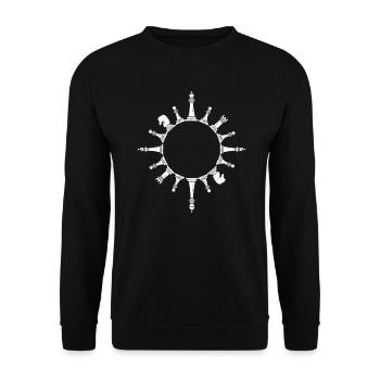 Schachmatt Schachmeister spielt Schach - Unisex Pullover - Schwarz - Vorne - Alina (178cm) & Michal (187cm)