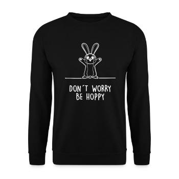 Lapin « ne t’inquiète pas sois houblonné » Lanceur de sorts - Sweat-shirt Unisexe - noir - Devant - Alina (178cm) & Michal (187cm)