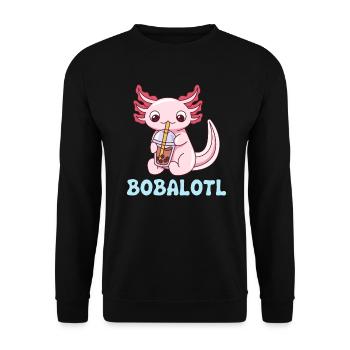 Bobalotl Pun Design for Axolotl Lovers - Unisex Sweatshirt - black - Front - Alina (178cm) & Michal (187cm)