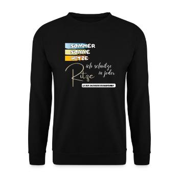 Sommer Sonne Hitze ich schwitze in jeder Ritze fun - Unisex Pullover - Schwarz - Vorne - Alina (178cm) & Michal (187cm)