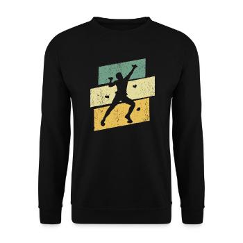 Bouldern Klettern Boulder Kletterer Bergsteiger - Unisex Pullover - Schwarz - Vorne - Alina (178cm) & Michal (187cm)