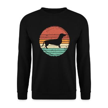 Dachshund Teckel Dachshund Retro Cadeau - Sweat-shirt Unisexe - noir - Devant - Alina (178cm) & Michal (187cm)