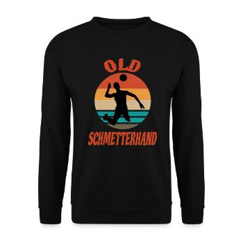 Old Schmetterhand Volleyball Humor Geschenkidee - Unisex Pullover - Schwarz - Vorne - Alina (178cm) & Michal (187cm)