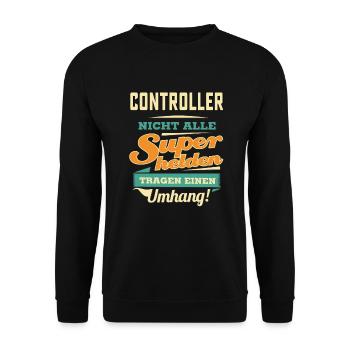 Superhelden Umhang - Controller - RAHMENLOS Beruf - Unisex Pullover - Schwarz - Vorne - Alina (178cm) & Michal (187cm)