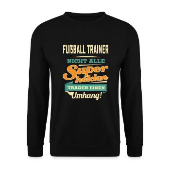 Superhelden Umhang - Fußball Trainer - RAHMENLOS - Unisex Pullover - Schwarz - Vorne - Alina (178cm) & Michal (187cm)