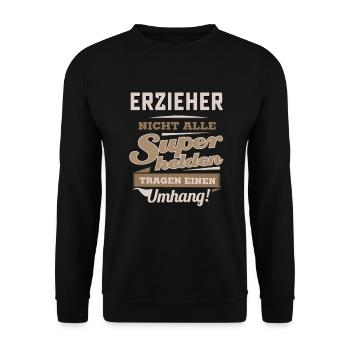 Superhelden in Sepia - Erzieher - RAHMENLOS Beruf - Unisex Pullover - Schwarz - Vorne - Alina (178cm) & Michal (187cm)