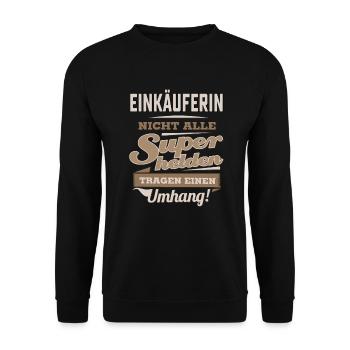 Superhelden in Sepia - Einkäuferin - RAHMENLOS - Unisex Pullover - Schwarz - Vorne - Alina (178cm) & Michal (187cm)