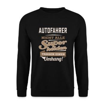 Superhelden in Sepia - Autofahrer - RAHMENLOS - Unisex Pullover - Schwarz - Vorne - Alina (178cm) & Michal (187cm)