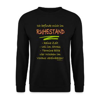 BD - ich befinde mich im Ruhestand - keine Zeit - - Unisex Pullover - Schwarz - Vorne - Alina (178cm) & Michal (187cm)