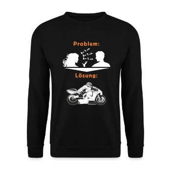 MD - Biker Shirt - Problem Frau BLA BLA BLA - - Unisex Pullover - Schwarz - Vorne - Alina (178cm) & Michal (187cm)