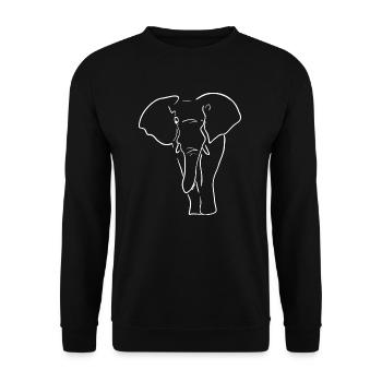 Elephant Line Art Line Drawing Gift - Unisex Sweatshirt - black - Front - Alina (178cm) & Michal (187cm)