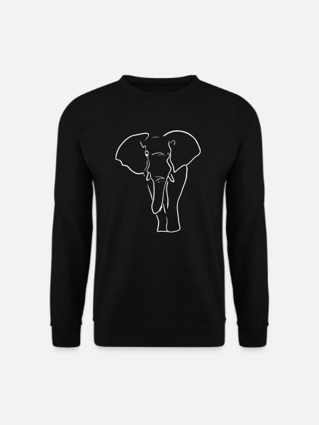 Elefant Line Art Linienzeichnung Geschenk - Unisex Pullover - Schwarz