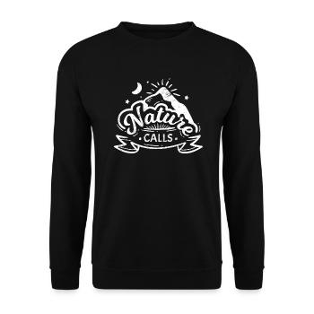 NATURE CALLS FOREST MOUNTAINS COUNTRIES SHIRT MOTIF GIFT - Unisex Sweatshirt - black - Front - Alina (178cm) & Michal (187cm)