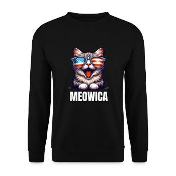 America Cat Independence Day 4th of July USA Kitty - Unisex Sweatshirt - black - Front - Alina (178cm) & Michal (187cm)
