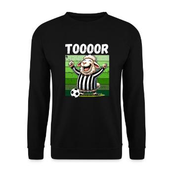 Fußball Fußballfan Schiri Elfmeter Fußballplatz - Unisex Pullover - Schwarz - Vorne - Alina (178cm) & Michal (187cm)
