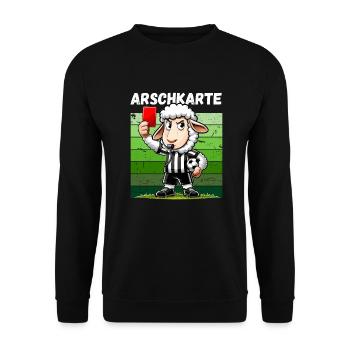 Fußball Fußballfan Finale Rote Karte Foul Lustig - Unisex Pullover - Schwarz - Vorne - Alina (178cm) & Michal (187cm)