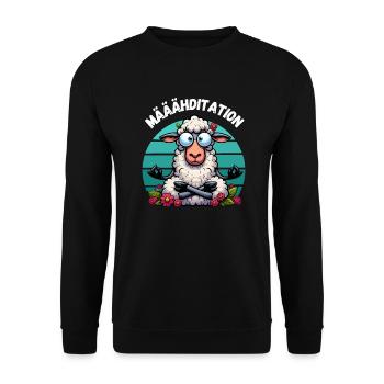Méditation Yoga Mouton Lotus Pose Drôle Professeur de Yoga - Sweat-shirt Unisexe - noir - Devant - Alina (178cm) & Michal (187cm)