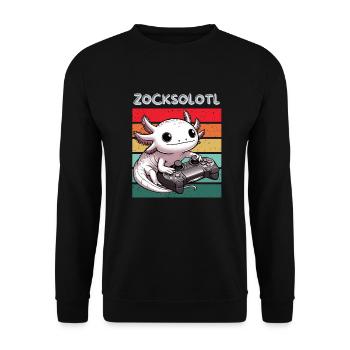Gamer Axolotl Nerd Rétro Ordinateur Jeu vidéo Drôle - Sweat-shirt Unisexe - noir - Devant - Alina (178cm) & Michal (187cm)
