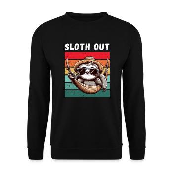 Sloth Hammock Holiday Weekend Chilling Fun - Unisex Sweatshirt - black - Front - Alina (178cm) & Michal (187cm)