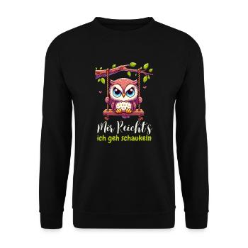 Eule Mir reicht's Ich geh schaukeln Lustig Kinder - Unisex Pullover - Schwarz - Vorne - Alina (178cm) & Michal (187cm)