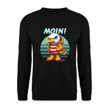 Hamburg Moin Seagull North German Funny Retro - Unisex Sweatshirt - black - Front - Alina (178cm) & Michal (187cm)