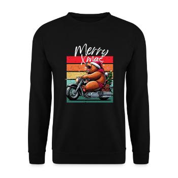 Merry Xmas Biker Motorcycle Retro Bear Christmas - Unisex Sweatshirt - black - Front - Alina (178cm) & Michal (187cm)