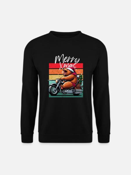 Glædelig jul Biker Motorcykel Retro Bjørn Jul - Unisex sweater - sort