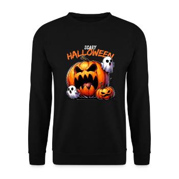 Scary Halloween Pumpkin Pumpkin Face Ghost Creepy - Unisex Sweatshirt - black - Front - Alina (178cm) & Michal (187cm)