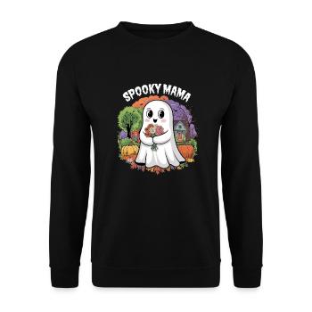 Halloween Spooky Mama Geist Trick or Treat Lustig - Unisex Pullover - Schwarz - Vorne - Alina (178cm) & Michal (187cm)