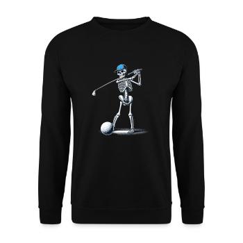 Halloween Golfer Golf Play Golf Club Skeleton - Unisex Sweatshirt - black - Front - Alina (178cm) & Michal (187cm)