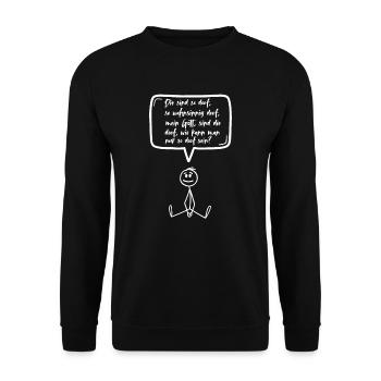 Funny Goofy Stick Figure Statement Speech Bubble - Unisex Sweatshirt - black - Front - Alina (178cm) & Michal (187cm)