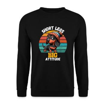 Hund Dackel Beanie Retro Dackelfreund Niedlich Wau - Unisex Pullover - Schwarz - Vorne - Alina (178cm) & Michal (187cm)