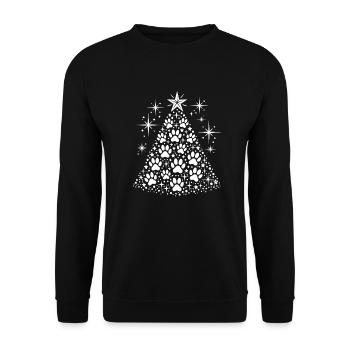 Weihnachten Weihnachtsbaum Hund Katze Pfoten Wau - Unisex Pullover - Schwarz - Vorne - Alina (178cm) & Michal (187cm)