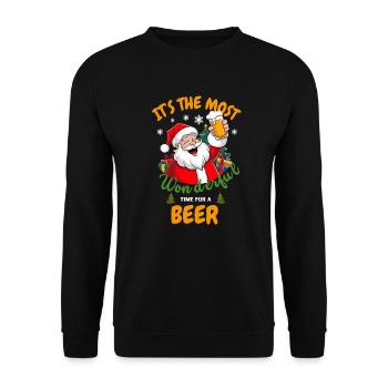 Funny Santa Claus Drinking Beer Christmas Party - Unisex Sweatshirt - black - Front - Alina (178cm) & Michal (187cm)