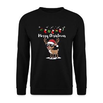 Renne de Noël Noël chapeau étoiles drôle - Sweat-shirt Unisexe - noir - Devant - Alina (178cm) & Michal (187cm)