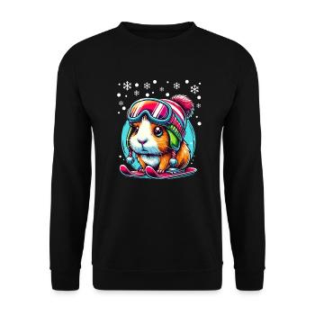 Guinea Pig Skiing Snow Slope Cute - Unisex Sweatshirt - black - Front - Alina (178cm) & Michal (187cm)