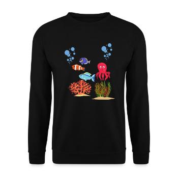 Marine Animal Coral Octopus Underwater World Octopus - Unisex Sweatshirt - black - Front - Alina (178cm) & Michal (187cm)