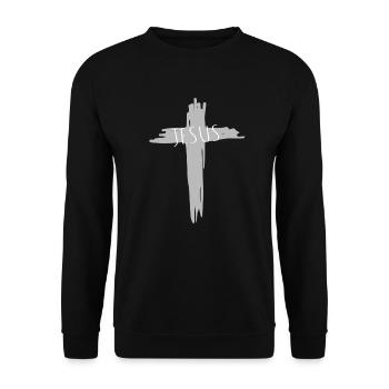 Cross Jesus - Unisex Sweatshirt - black - Front - Alina (178cm) & Michal (187cm)