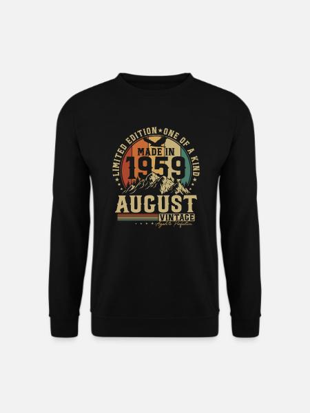 August 1959 Jahrgang Vintage Retro Geburtstag - Unisex Pullover - Schwarz