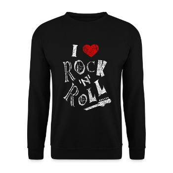 I Love Rock 'n' roll Rockabilly Rock and roll Herz - Unisex Pullover - Schwarz - Vorne - Alina (178cm) & Michal (187cm)