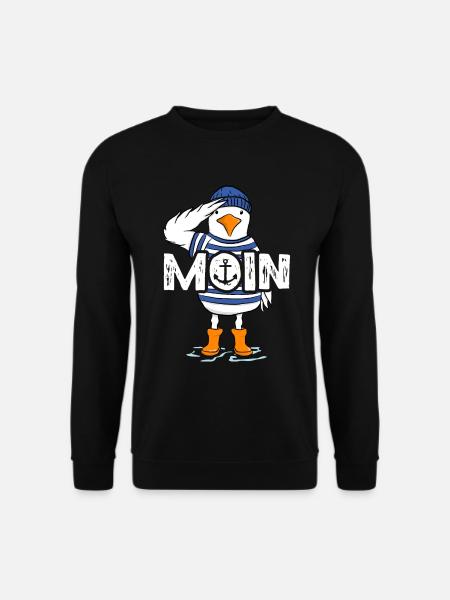 Moin Möwe Seemann Friese Norddeutschland Spruch - Unisex Pullover - Schwarz