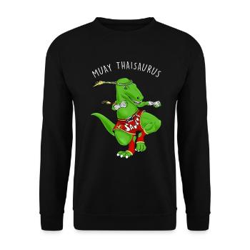 Dinosaur humor Thai boxing Sports gift idea - Unisex Sweatshirt - black - Front - Alina (178cm) & Michal (187cm)