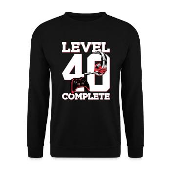 40. GEBURTSTAG LEVEL 40 COMPLETE GAMING GAMER - Unisex Pullover - Schwarz - Vorne - Alina (178cm) & Michal (187cm)