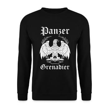 Panzergrenadier Soldat Armee Grenadier Geschenk - Unisex Pullover - Schwarz - Vorne - Alina (178cm) & Michal (187cm)