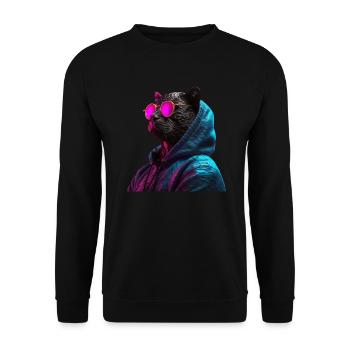 Black Panther with Sunglasses Colorful Natural - Unisex Sweatshirt - black - Front - Alina (178cm) & Michal (187cm)