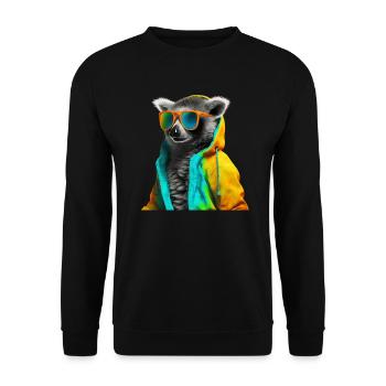 Lemur with Sunglasses Colorful Cool Ring-tailed lemur forest animal - Unisex Sweatshirt - black - Front - Alina (178cm) & Michal (187cm)