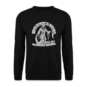 Beruflich wollte ich schon immer was mit Menschen - Unisex Pullover - Schwarz - Vorne - Alina (178cm) & Michal (187cm)