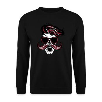 tete de mort hipster fantaisie punk coiffure moust - Unisex Pullover - Schwarz - Vorne - Alina (178cm) & Michal (187cm)